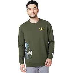 spykar Men Rifle Green Blended Slim Fit Full Sleeve Round Neck Plain Sweatshirt-picture-38