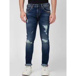 SPYKAR Men Skinny Fit Low-Rise Mildly Distressed Heavy Fade Cotton Jeans-picture-12