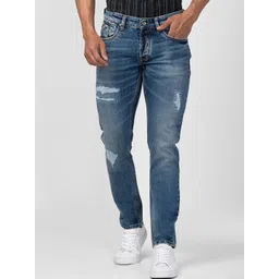 SPYKAR Men Skinny Fit Low-Rise Mildly Distressed Heavy Fade Stretchable Cotton Jeans-picture-14