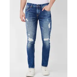 SPYKAR Men Skinny Fit Low-Rise Mildly Distressed Heavy Fade Stretchable Cotton Jeans-picture-10