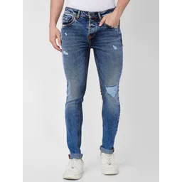 SPYKAR Men Skinny Fit Low-Rise Mildly Distressed Heavy Fade Whiskers Cotton Jeans-picture-15