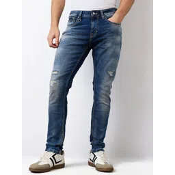 SPYKAR Men Slim Fit Low-Rise Low Distress Heavy Fade Jeans-picture-37