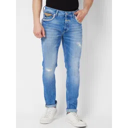 SPYKAR Men Slim Fit  Narrow Low-Rise Mildly Distressed Heavy Fade Jeans-picture-15