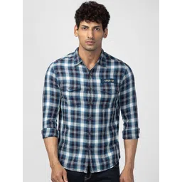 SPYKAR Men Slim Fit Tartan Checks Checked Cotton Casual Shirt-picture-33