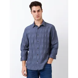 SPYKAR Men Spread Collar Textured Cotton Casual Shirt-picture-16