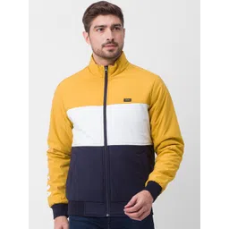 SPYKAR Men Yellow Colourblocked Crop Puffer Jacket-picture-30