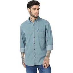 spykar Men's Cotton Blend Solid Slim Fit Shirt-picture-21