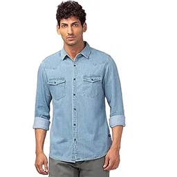 spykar Men's Cotton Blend Solid Slim Fit Shirt-picture-55