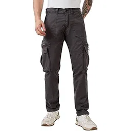 spykar Men's Gray Straight Fit Mid Rise Casual Cargo (Size:)--picture-19