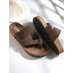 Spykar Men's LENZI Brown Cross Strap Sandals-picture-29