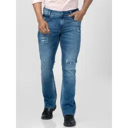 Spykar Mid Blue Cotton Comfort Fit Distressed Jeans-picture-37