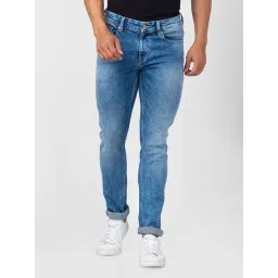 Spykar Mid Blue Cotton Slim Fit Jeans-picture-33