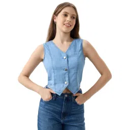 Spykar Mid Blue Solid Regular Fit Shirt-picture-36