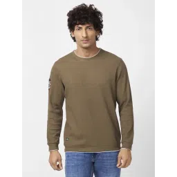 Spykar Military Green Slim Fit Self Pattern Sweatshirt-picture-44