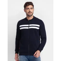 Spykar Navy & White Cotton Regular Fit Striped Sweatshirt-picture-20