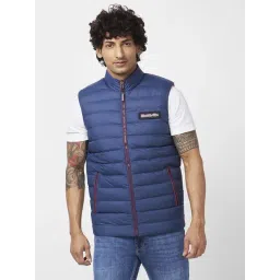 Spykar Navy Blue Sleeveless Reversible Jacket With DIY Velcro Badge-picture-22