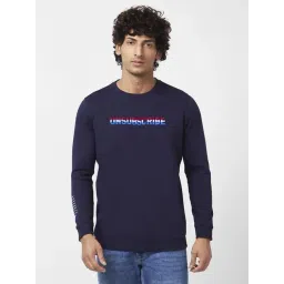 Spykar Navy Blue Slim Fit Printed Sweatshirt-image-17
