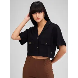 Spykar Navy Relaxed Fit Crop Shirt-picture-13
