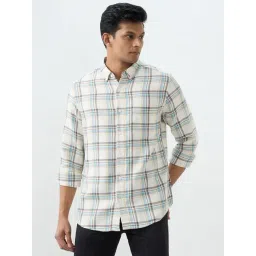 Spykar Off White Checked Regular Fit Shirt-picture-27