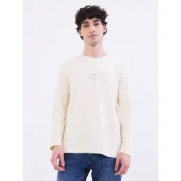 Spykar Off White Cotton Regular Fit Typographic Print T-Shirt-picture-46