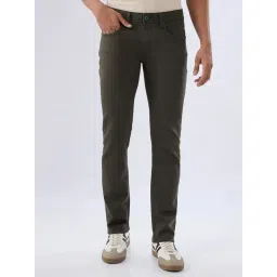 Spykar Olive Green Cotton Slim Fit Distressed Jeans-picture-45