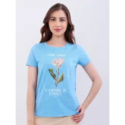 Spykar Retro Blue Cotton Regular Fit Solid Top-picture-25