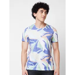 SPYKAR Round Neck Short Sleeves Printed Slim Fit Cotton T-shirt-picture-39