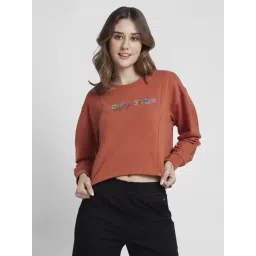 Spykar Rust Graphic Print Crop Sweatshirt-picture-47