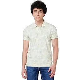 spykar Slim Fit Printed Polo Collar Yellow T-Shirt for Men-picture-16