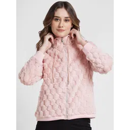 SPYKAR Stand Collar Cotton Tailored Jacket With Faux Fur Trim-picture-37