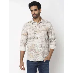 Spykar Taupe Beige Slim Fit Printed Shirt-picture-15