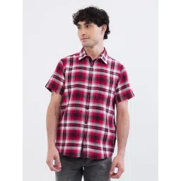 Spykar True Red Cotton Regular Fit Checked Shirt-picture-39