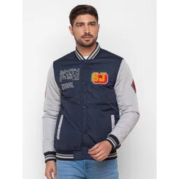 SPYKAR Typography Printed Stand-Collar Bomber Jacket-image-36