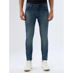 Spykar Vintage Blue Cotton Slim Fit Distressed Jeans-picture-40