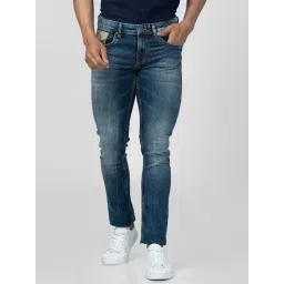 Spykar Vintage Blue Cotton Slim Fit Jeans-picture-17