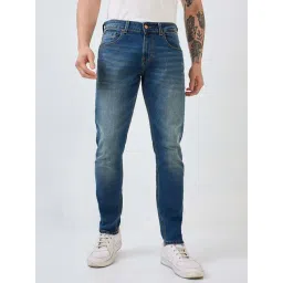 Spykar Vintage Blue Cotton Slim Fit Jeans-picture-31
