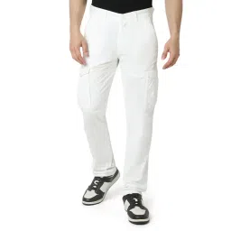 Spykar White Cotton Regular Fit Cargo Pant-picture-41