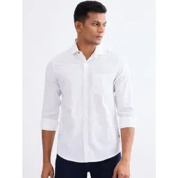 Spykar White Cotton Regular Fit Self Design Shirt-picture-45