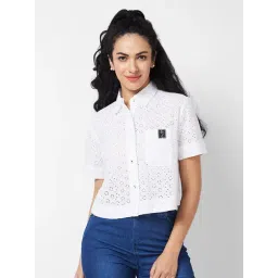 Spykar White Cotton Self Design Shirt-picture-38