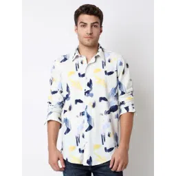 Spykar White Slim Fit Printed Shirt-picture-42