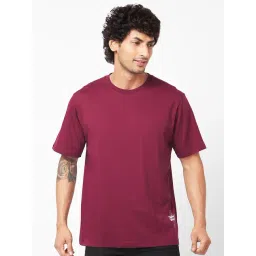 Spykar Wine Loose Fit Printed Oversized Crew T-Shirt-image-17