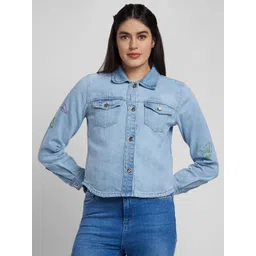 SPYKAR Women Crop Cotton Denim Jacket-picture-27