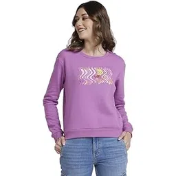spykar Women Digitallavender Blended Regular FIt Round Neck Printed Sweatshirt-picture-21