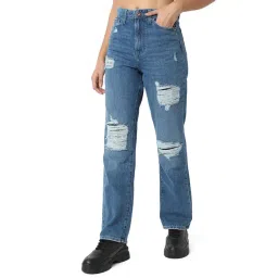 Spykar Women Printed Blue Jeans image 4