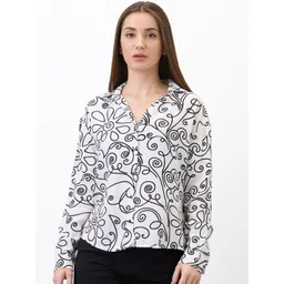 SPYKAR Women Printed Mandarin Collar Shirt Style Top-picture-36