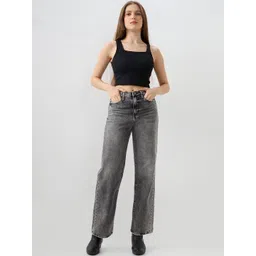 SPYKAR Women Straight Fit High-Rise Mildly Distressed Heavy Fade Jeans-picture-27