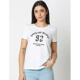 SPYKAR Women Typography Printed Round Neck Cotton T-shirt-picture-15