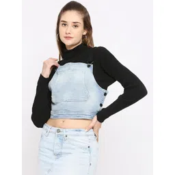 SPYKAR Women Washed Colourblocked Crop Denim Jacket-picture-40