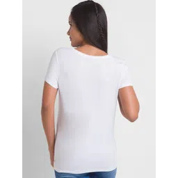 SPYKAR Women White Typography Printed T-shirt image 4