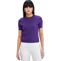 spykar Yellow Half Sleeves Regular Fit Solid Sweater for Women-picture-28